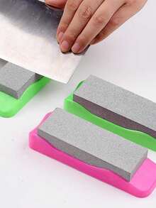 1pc Small Household Kitchen Knife Sharpener, High Hardness Sharpening Stone, Suitable For Cutting Kitchen Knives, Capable Of Fine And Coarse Grinding, Practical Non-Slip Base, Multi-Functional Rapid Knife Sharpener - Multicolor - View 2