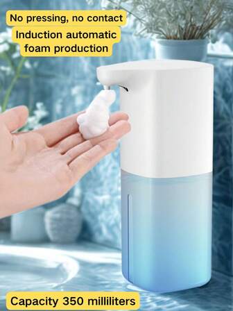 1个非接触式自动皂液器，时尚白色设计，三档可调，USB充电，非接触式液体分配器，容量11.84盎司/350毫升，适用于厨房和浴室，浴室皂液器，自动皂液器，液体自动皂液器，酒店用品 | 现代装饰 | 现代美学