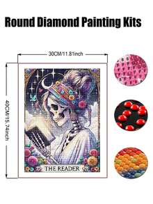 Skull Diamond Art Kits For Adults, 5D Skeleton Diamond Painting Kits For Beginner, DIY Gem Art Dots For Adults, Perfect For Home Wall Decor - Multicolor - View 9