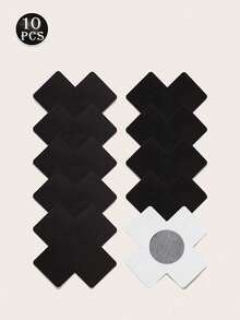 Bộ 10 miếng che đầu ngực, miếng che đầu ngực, miếng che ngực vô hình dành cho nữ, phụ kiện che ngực vô hình, quà tặng ngày lễ, miếng che ngực dán dùng một lần, phụ kiện nội y, Giáng sinh, tiệc tùng, phong cách Y2K, phụ kiện che ngực phong cách Gothic - màu đen - Xem 1