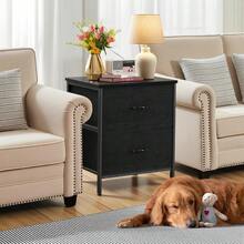 Office Furniture SetBuros para recamara Burós Mesa de Noche con 2 cajones Organizador de Tela para vestidor para Dormitorio Armario Pasillo guardería Mesa Auxiliar Mueble Lateral Negro - negro - Ver 2