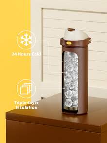 Meoky 24oz Vacuum Insulated Water Bottle with 2-in-1 Straw and Spout Lid, Insulated Cup, Keep Cold 24H, Leak-Proof, Fits in Car Cup Holder, Stainless Steel Tumbler for Sports, Travel, and School - 棕色 - 查看 2