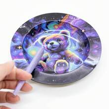 18cm*14cm Metal Rolling Tray Set, Includes Metal Tin Box, Plastic Grinder, Round Ashtray, 2 Theme Options: Pink Cobweb & Starry Bear, Smoking Accessories, Holiday Gift - Multicolor - View 3