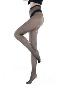 Sexy Rhinestone Fishnet Tights, Starry Sky Rhinestone Leggings - Black - View 1