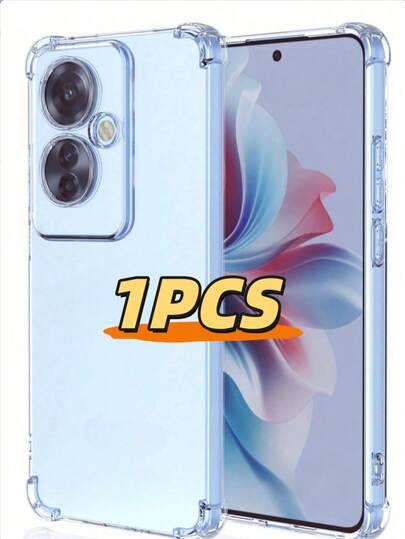 1个透明防摔手机壳，适用于OPPO、OnePlus系列等手机，手机壳，手机保护套，手机壳套，手机套，防摔手机壳，透明手机壳，简约手机壳，纯色手机壳，透明手机壳，TPU防摔手机壳，轻薄手机壳