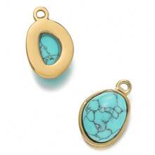 1 pieza Colgante de acero inoxidable con cuentas de piedras naturales, colgante DIY para hacer collares y pulseras, suministros para joyería