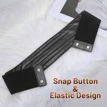 1件女士松紧腰阔腿连衣裙，配复古时尚腰带，服装配饰 - 黑色 - 查看 7