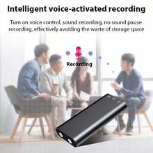 Rechargeable High-Definition Noise Cancelling Voice Recorder, One-Key Recording, Meeting Notes & Learning Recorder, MP3 Player, Built-In 90mAh Battery, Long Lasting, 8GB Storage, USB Drive Function, Auto Save On Power Off - Black - View 2