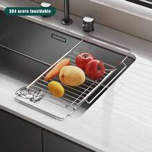 Escurridor de Trastes 304 Acero Inoxidable Escalable Organizador de Platos sobre Fregadero Escurridor de Cubiertos Impermeable y Antioxidante Aecador de Trastes Cocina - rejilla de drenaje - Ver 4