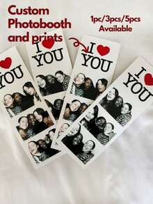 个性化照相亭照片打印、婚礼照相亭卡片、婚礼装饰、婚礼、结婚礼物、书签、情人节礼物、情侣照、定制照片条、个性化照相亭家庭照片纪念品、装饰 - 彩色 - 查看 2