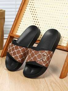 4-Season Indoor Slippers, Bathroom Slippers, Outdoor Sports & Beach Slippers, Slippers, Slip-On Slippers, Soft & Comfortable Breathable, Asymmetrical Pattern Design - Brown - View 3