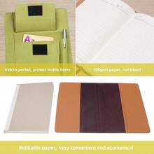 Cuaderno de diario de reuniones rellenable con líneas cuaderno de diario de tapa dura tamaño A5 para mujeres y hombres cuadernos de papel grueso de 100gsm 200 páginas con bolsillos delanteros y - Verde - Ver 2