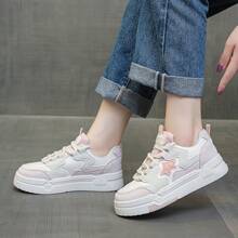 复古小众休闲硫化女鞋，透气白色运动鞋，适合春秋季穿着 - 粉色 - 查看 7