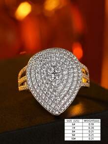 1枚925纯银女士订婚戒指，奢华独特的梨形切割设计，镶嵌5A级立方氧化锆，适合日常佩戴、订婚、约会、派对、情人节等场合，是送给女朋友的理想礼物。 - 銀色 - 查看 2