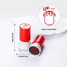 1枚红色感光印章，可填充墨水，可爱卡通企鹅图案，适用于笔记、DIY日记、信封、贺卡、礼品等。