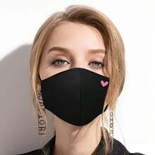 Black Heart-Shaped Disposable 3-Ply Non-Woven Fabric Face Mask, Skin-Friendly For Adults - Multicolor - View 3