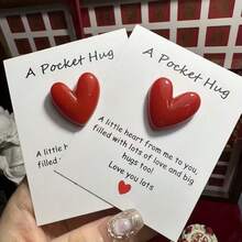 1/3/5套树脂口袋拥抱爱心贺卡，浪漫迷你爱情信物，附赠鼓励卡片，作为感恩礼物送给家人朋友，情人节、家庭聚会、生日等场合的完美之选 - 彩色 - 查看 7