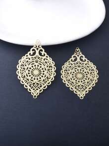 6pcs Filigree Jewelry Charms Brass Light Golden Oval Thin Pendant Connector Diy Jewelry Making Accessories - Filigree - View 11