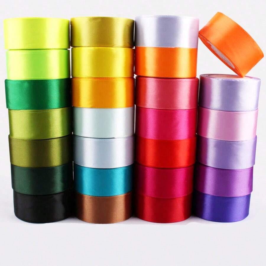 25码丝带花束装饰丝带4厘米礼品包装丝带缎带丝绸丝带圣诞包装蝴蝶结 - 彩色 - 查看 1