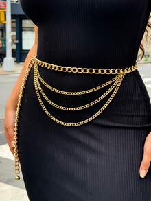 1件复古女王肖像层叠向日葵设计可调节腰链配饰，适合搭配连衣裙和正式礼服，夏季、秋季、万圣节等场合。 - 銀色 - 查看 12