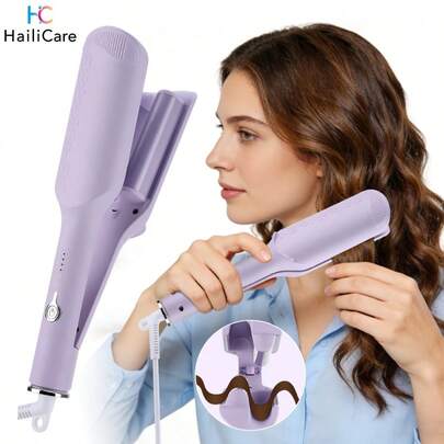 Hailicare 32毫米深波浪卷发棒，4档温度设置，快速加热，持久定型，法式卷发棒，螺旋离子卷发器，防烫夹，30分钟自动断电，易于使用，小巧轻便，圣诞礼物