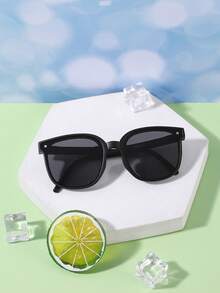 1 Juego de Gafas de sol de estilo callejero plegables con marco cuadrado y lentes protectoras UV, de estilo audaz y cool, para niños en salidas y vacaciones de verano - Multicolor - Ver 4