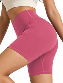 Soyun 女士中长款压缩短裤，柔软亲肤，适合春、夏、秋季户外瑜伽和运动。 - 玫紅色 - 查看 6