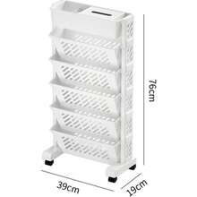 Office Furniture SetFosa Estantería Móvil Gran Capacidad Giratoria y íble de Plástico Práctica Estantería con Ruedas para Uso en el Hogar el Estudio y la Oficina 6 Capas - blanco - Ver 6