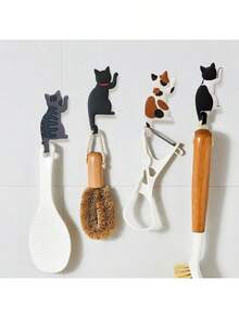 Cute Cat Tail Magnetic Hook, Original Design Appearance, Adorable Cat Shape, Body And Limbs Can Magically Bend, Can Adhere To Refrigerator And Iron Surfaces, Serving As Refrigerator Magnet And Whiteboard Magnet, Tail Can Be Bent As A Hook For Hanging Daily Small Items Such As Bags, Umbrellas, Keys, Towels, Clothes, Jewelry, Etc. No Drilling Or Wall Damage, Nail-Free Seamless Hook, Suitable For Bedroom, Bathroom, Living Room, Kitchen, Office And Other Home Scenarios. - Multicolor - View 4