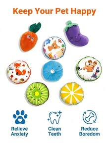 Puppy Keep 4pcs/Set Cute Vegetable & Donut Plush Squeaky Toys Puppy Keep Puppy Keep Free Gift