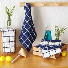 DII Washed Collection - Juego de Toallas de Cocina preencogidas Ultra absorbentes, 20 x 30 Pulgadas, , 2 Piezas(Dishcloth Set, 12x12" Azul náutico) - Multicolor - Ver 4