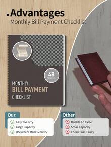 48 Months Of Bill Tracker Notebook, Monthly Bill Payment Checklist - 8.5" X 11", Back To School Supplies Office Use Money Saving Book