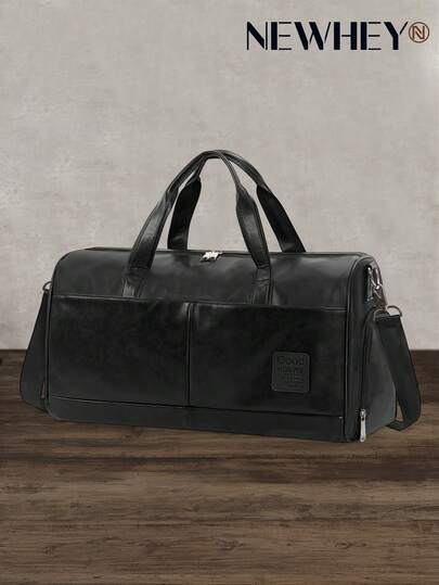 男士大容量软PU皮旅行包，健身旅行包 - 防水周末旅行包，带鞋仓和干湿分离袋，PU皮运动包，适合健身、露营、徒步旅行 - 男士行李礼品