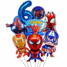 迪士尼授权酷炫卡通超级英雄蜘蛛侠任务系列铝箔气球，含蓝色数字铝箔气球，生日派对装饰，生日快乐气球套装，完美适用于生日成长仪式主题派对墙面装饰气球套装 - 彩色 - 查看 14