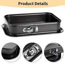 1pc Of Non-Stick Carbon Steel Cake Pan, Rectangular Baking Mold With Removable Base - Leak-Proof Design For Cheesecake, Ice Cream, Thanksgiving, Christmas, Halloween, Easter - Electric Oven Compatible, Versatile Bakeware - Multicolor - View 4