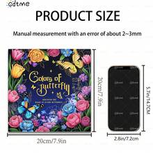 GDTME 全新蝴蝶涂色书：适合感恩节、新年、生日、情人节、开学季等各种场合。可作为礼物送给家人、朋友、爱人和青少年。采用厚实的珠光纸制成，尺寸为7.9 x 7.9英寸。也是母亲节和父亲节的绝佳礼物。 - YX-300 - 查看 7