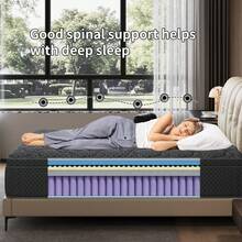 12"/14" Queen Mattres Twin Full Queen King Size Bed Mattress In A Box, Hybrid Pocket Spring Breathable Cotton Layer Mattress For Motion Isolation & Silent Sleep, Lumbar Support & Pressure Relief, Medium Firm - Màu xám than 12 inch - Xem 5