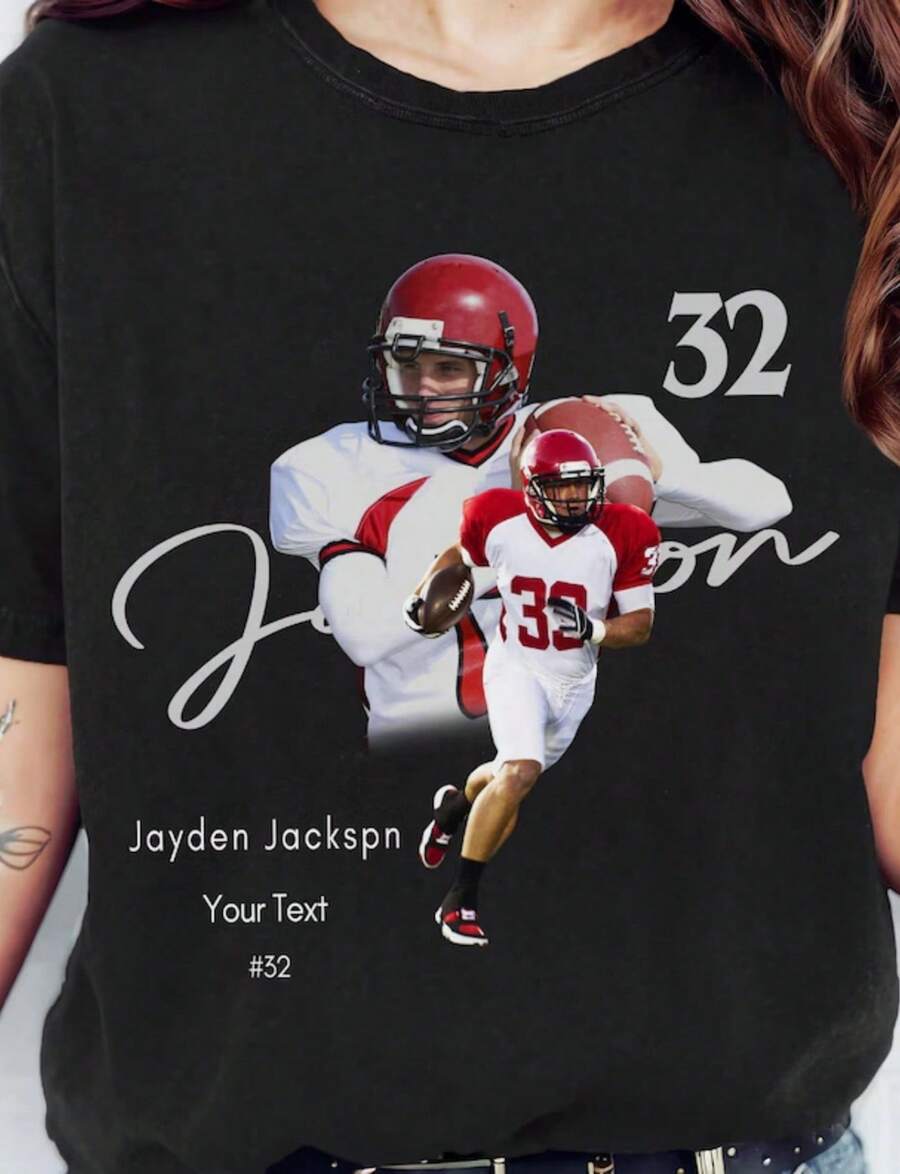 Custom Football Photo Shirt_ Personalized Team Player Gift - Negro - Ver 1