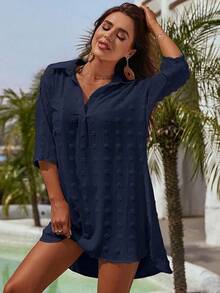 Women's Swimsuit Cover - Ups White Chiffon Bikini Swimwear Beach Dress Outfits Summer 6HQS - 午夜藍 - 查看 10