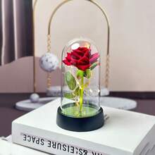 Caja de regalo con flor de rosa artificial eterna con forma de cúpula, adecuada para el Día de San Valentín, el Día del Maestro, Navidad - Multicolor - Ver 4