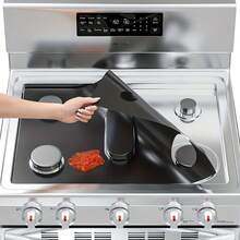 1 Piece Kitchen Gas Stove Protector Mat - Heat Resistant, Non-Stick, Easy To Clean, High Temperature Resistant, 0.2 Mm Thick Cooking Surface Liner, Cleaning Enhancer | Modern Kitchen Tools | Heat Resistant Plastic, Stove Top Protector - 黑色 - 查看 2
