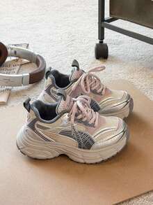 Girls' Sports Shoes, 2025 Autumn New Soft Bottom Chunky Sneakers, Children's Running Shoes, Big Kids Girls Shoes