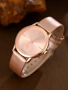 Minimalist Fashionable, Youth Exclusive: Precise Quartz Wristwatch, Classic Round Dial With Leather Strap, Comfortable , Accurate Timekeeping, Showcasing Youthful Vitality And Fashionable Taste