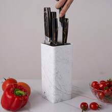 Universal Knife Block Holder Kitchen Knife Organizer Rack Knife Storage Stand - White - View 1