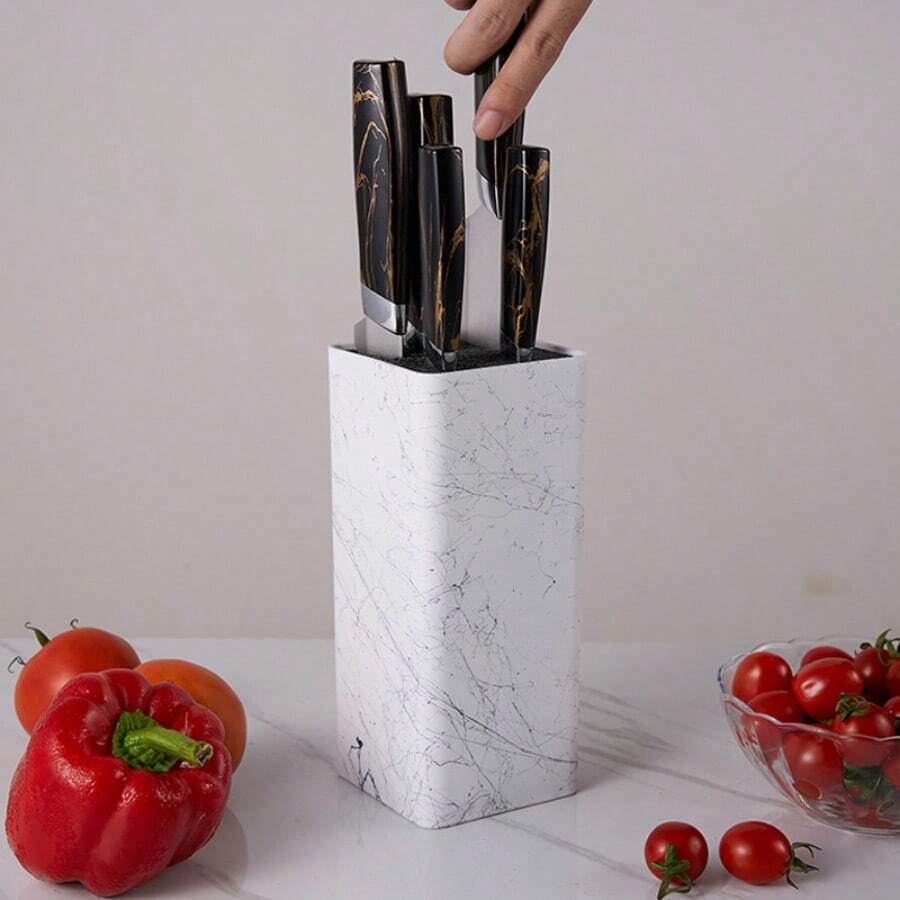 Universal Knife Block Holder Kitchen Knife Organizer Rack Knife Storage Stand - White - View 1