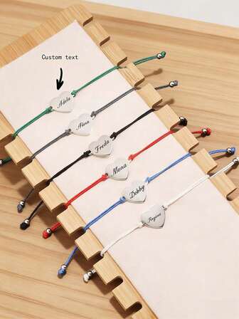 Pulsera personalizada, pulsera trenzada minimalista y versátil con doble colgante en forma de corazón, se puede personalizar con nombre, lema, ubicación, fecha, adecuada para cumpleaños, Día de San Valentín, celebración de aniversario, regalo para novio/novia