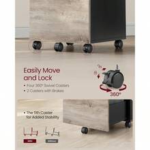 Printer StandsVASAGLE UOFC040B02 - Archivador móvil con Ruedas para Documentos de tamaño Carta Carpetas de Archivos Colgantes Color Gris y Negro - GreigeBlack - Ver 7