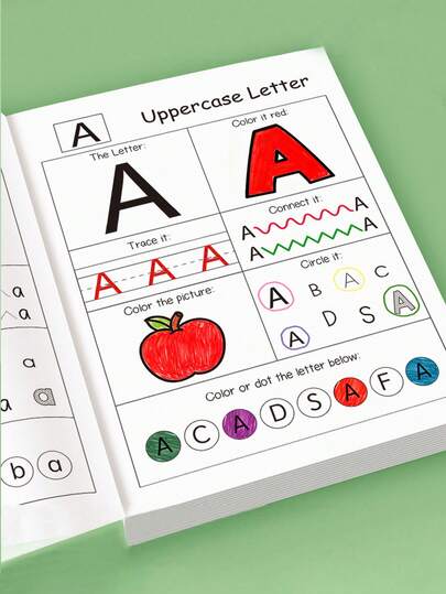 1 pieza Libro de práctica de letras A-Z, que incluye práctica de escritura, cuaderno de caligrafía reutilizable y libro de práctica mágica, adecuado para estudiantes, artículos de papelería, suministros de aprendizaje, regalo ideal para volver a la escuela, Navidad, recompensas de aprendizaje, vacaciones o cumpleaños