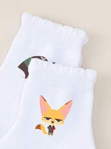 Disney 迪士尼 1/5 双装《疯狂动物城》动漫联名儿童中筒袜套装，包含朱迪、尼克、闪电侠、博戈局长、贝尔韦瑟副市长等角色，男女童款，适合日常穿着、派对礼物、复活节或春夏穿着。 - 彩色 - 查看 8