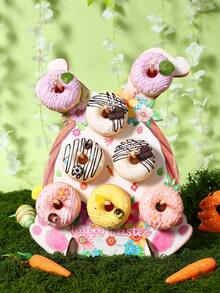 一套复活节可爱兔子木制甜甜圈展示架，兔子造型甜甜圈架，适用于复活节派对装饰、复活节派对餐桌中心装饰、复活节木制桌面装饰、复活节家居装饰、复活节甜点展示架、复活节家居装饰品、复活节氛围装饰木制装饰品、复活节兔子装饰品、节日家居装饰品、复活节派对用品 - 復活節兔子形 - 查看 10